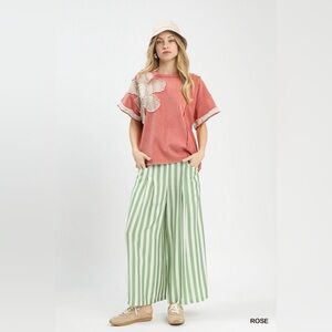 Umgee French Terry Top with Flower Patch🆕